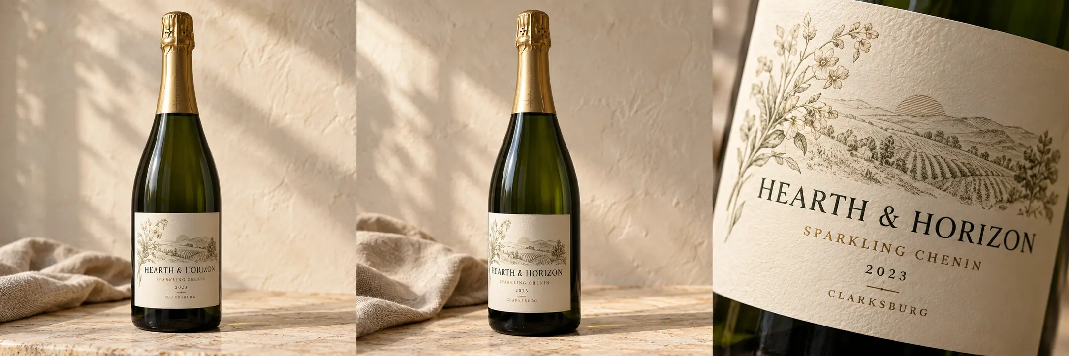 Illustrative Hearth & Horizon Sparkling Chenin bottle, front view